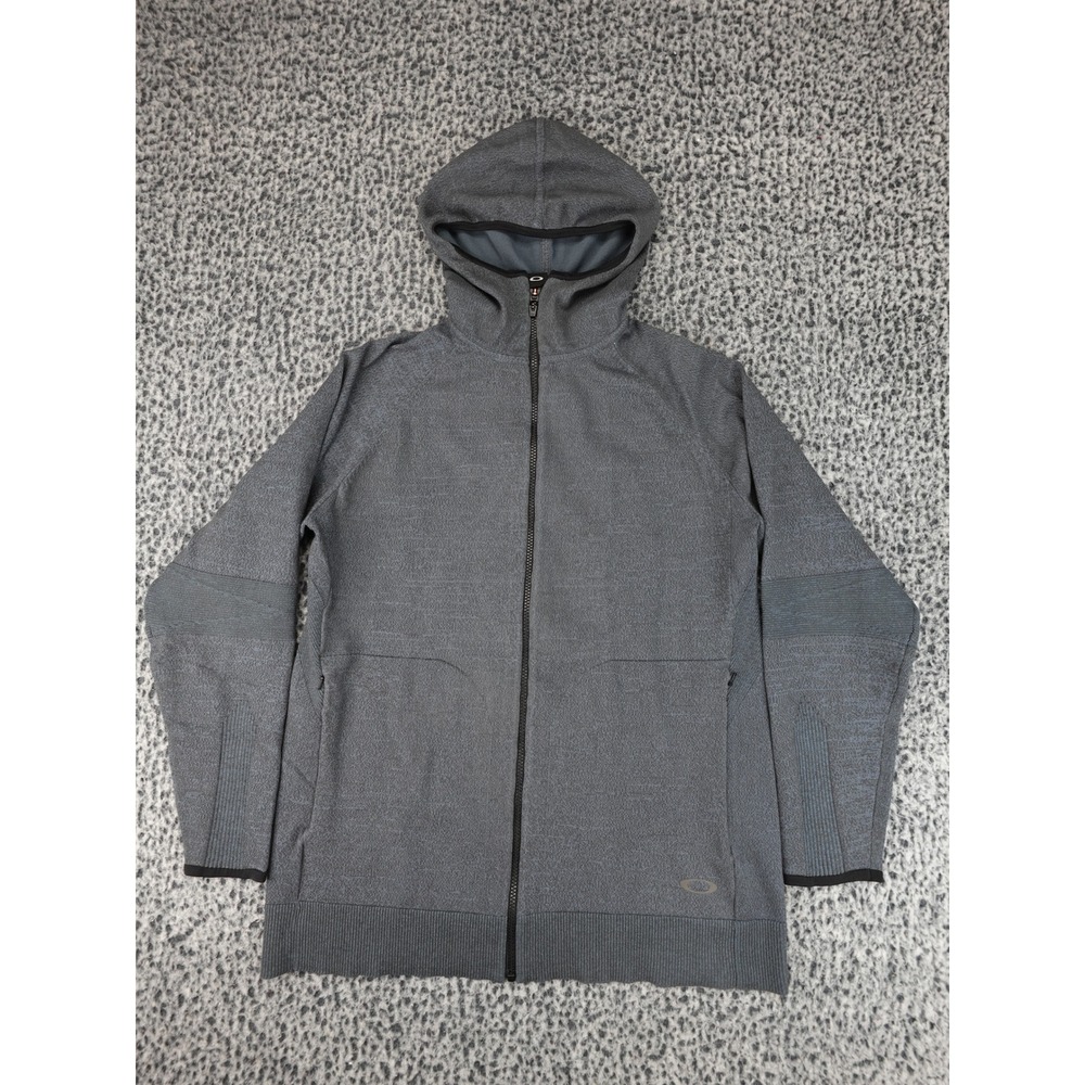 Oakley Full Zip Hoodie Mens Large Grey Good 412531JP Textured Knit Techwear